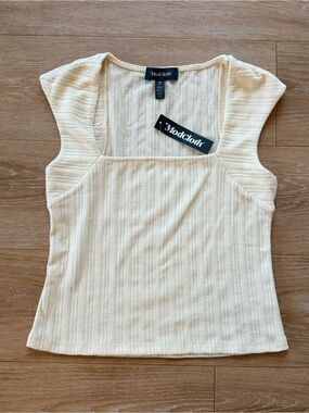 NWT ModCloth cream square neck blouse